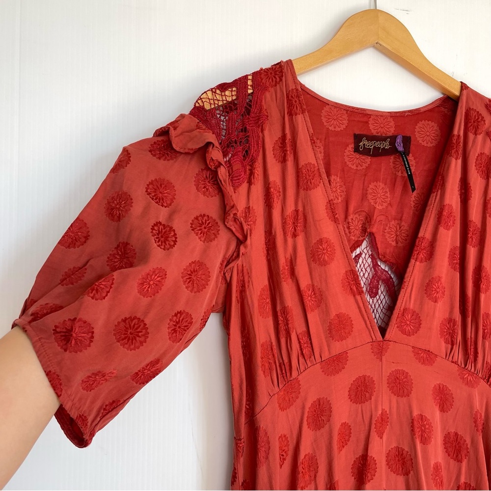 Free People Stevie Bobo Burnt Orange Red Midi Dress - Picture 6 of 14
